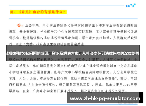 赵鹏解析欠薪问题的成因、影响及解决方案：从社会责任到法律保障的深度剖析