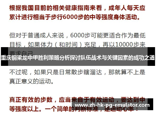 重庆铜梁龙中甲胜利策略分析探讨队伍战术与关键因素的成功之道